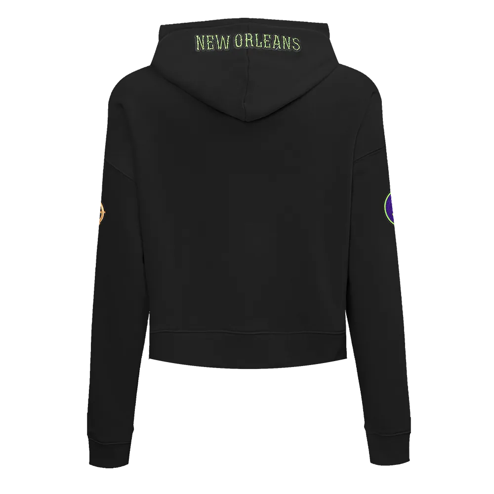 NBA NEW ORLEANS PELICANS CITY EDITION 24-25 WOMEN'S FLC CROPPED PO HOO (BLACK)