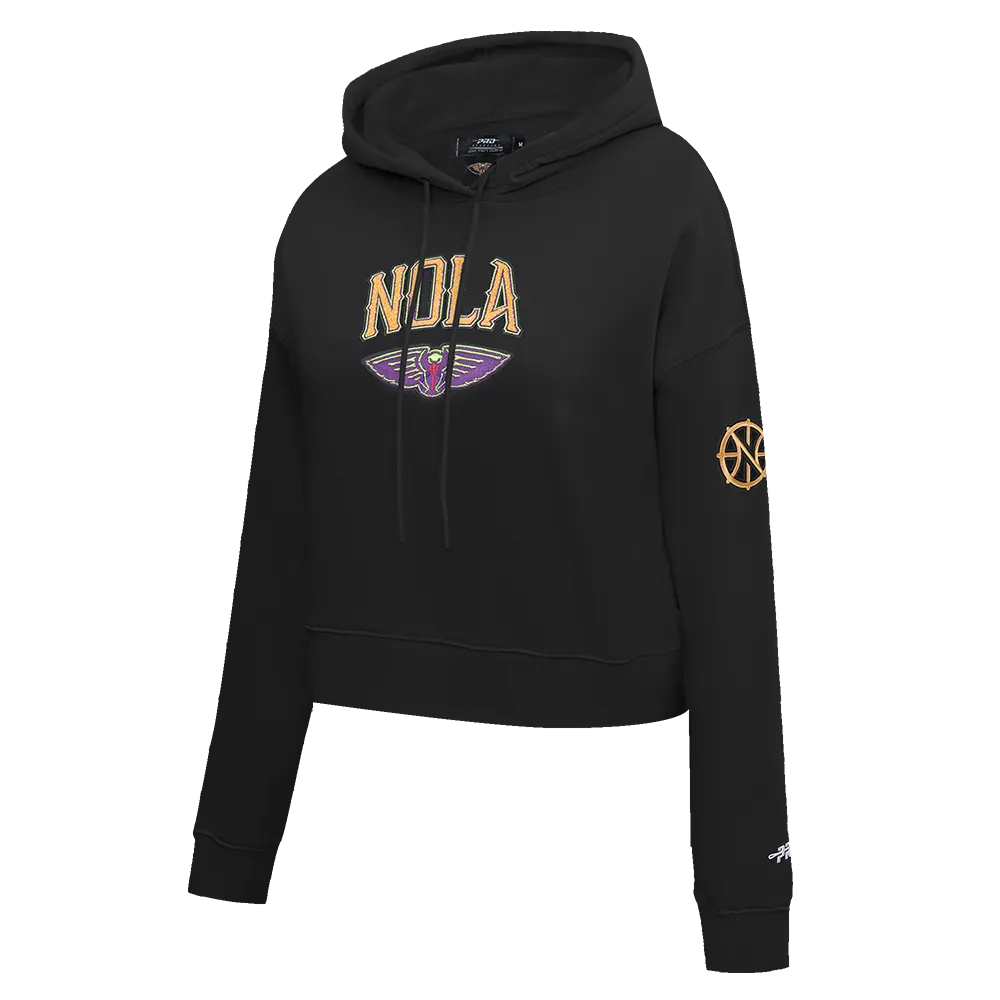 NBA NEW ORLEANS PELICANS CITY EDITION 24-25 WOMEN'S FLC CROPPED PO HOO (BLACK)