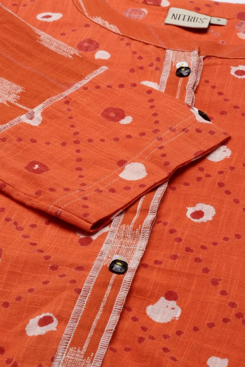 Neeru's Orange Color Cotton Fabric Tunic