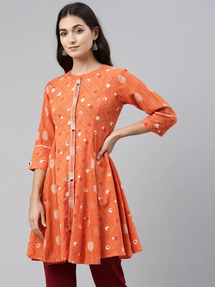 Neeru's Orange Color Cotton Fabric Tunic