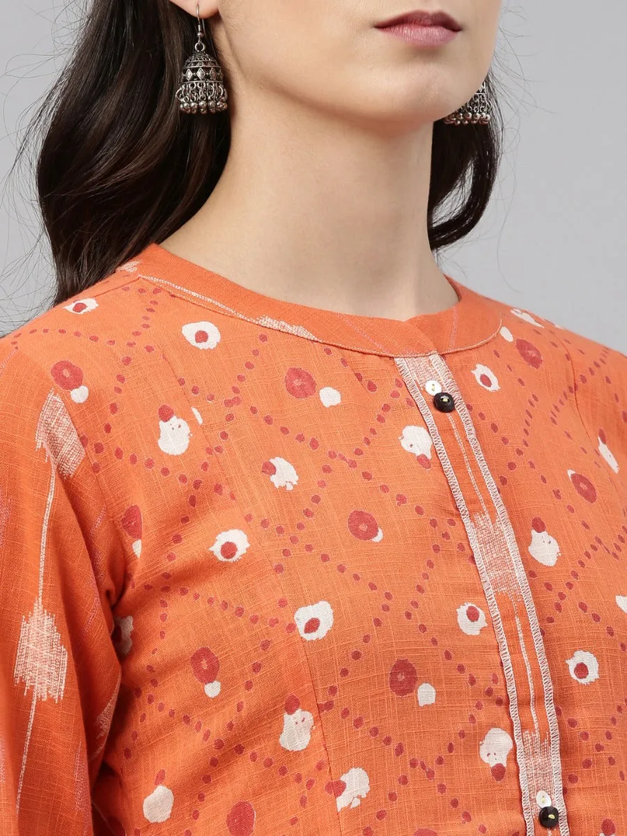 Neeru's Orange Color Cotton Fabric Tunic