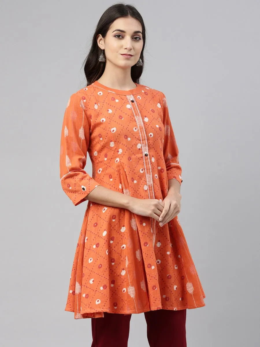 Neeru's Orange Color Cotton Fabric Tunic