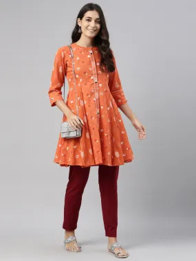 Neeru's Orange Color Cotton Fabric Tunic