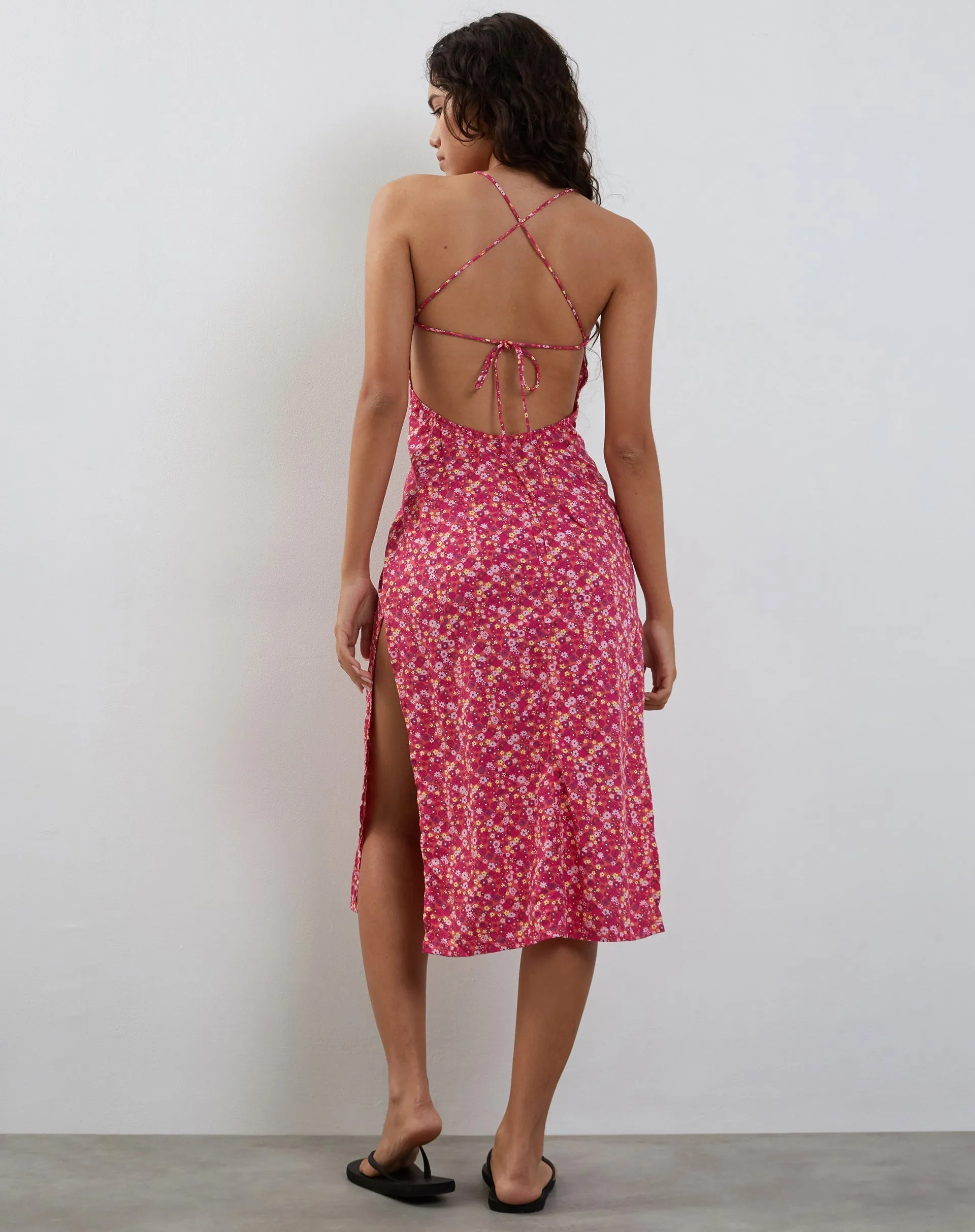 Nosita Midi Dress In Ditsy Floral Pink