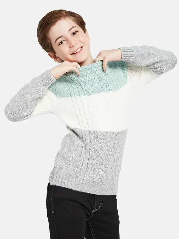 Octave Boys Blue White Cable Knit Pullover