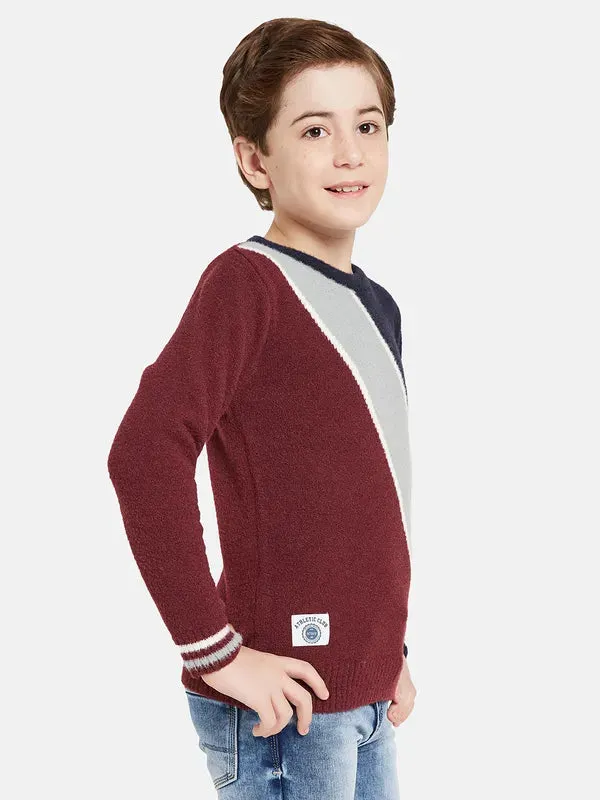 Octave Boys Maroon Grey Colourblocked Pullover