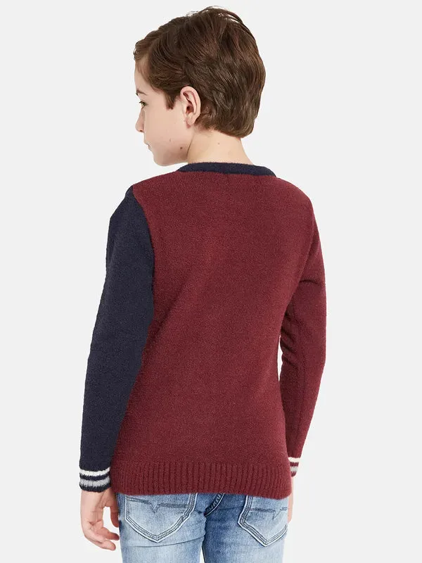 Octave Boys Maroon Grey Colourblocked Pullover