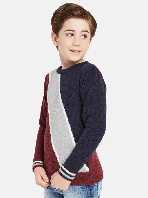 Octave Boys Maroon Grey Colourblocked Pullover