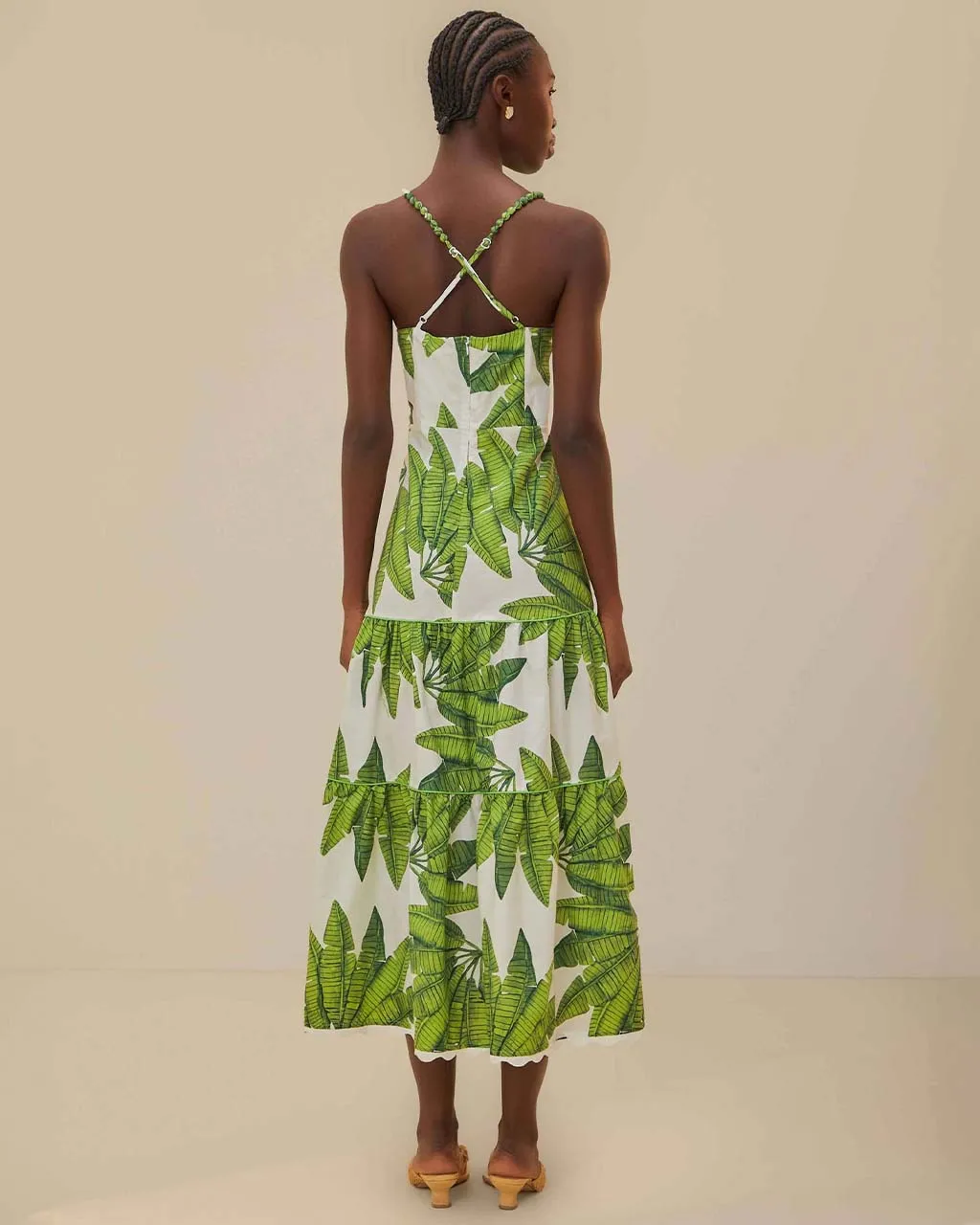 Off-White Palm Fan Midi Dress