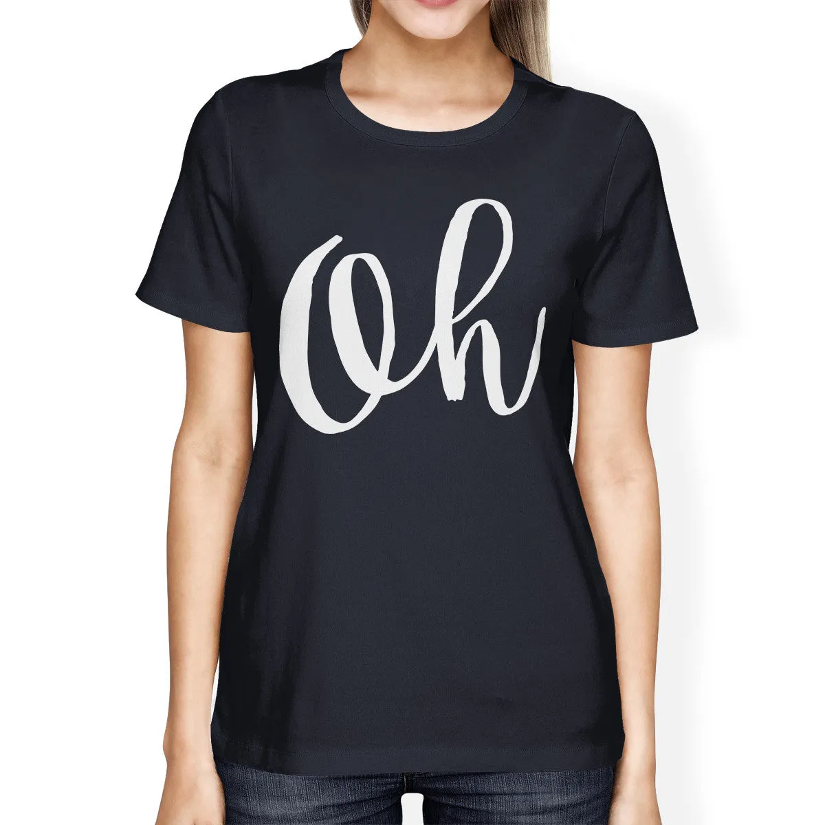 Oh Ladies' Navy Shirt Funny Short Sleeve Crew Neck T-shirts