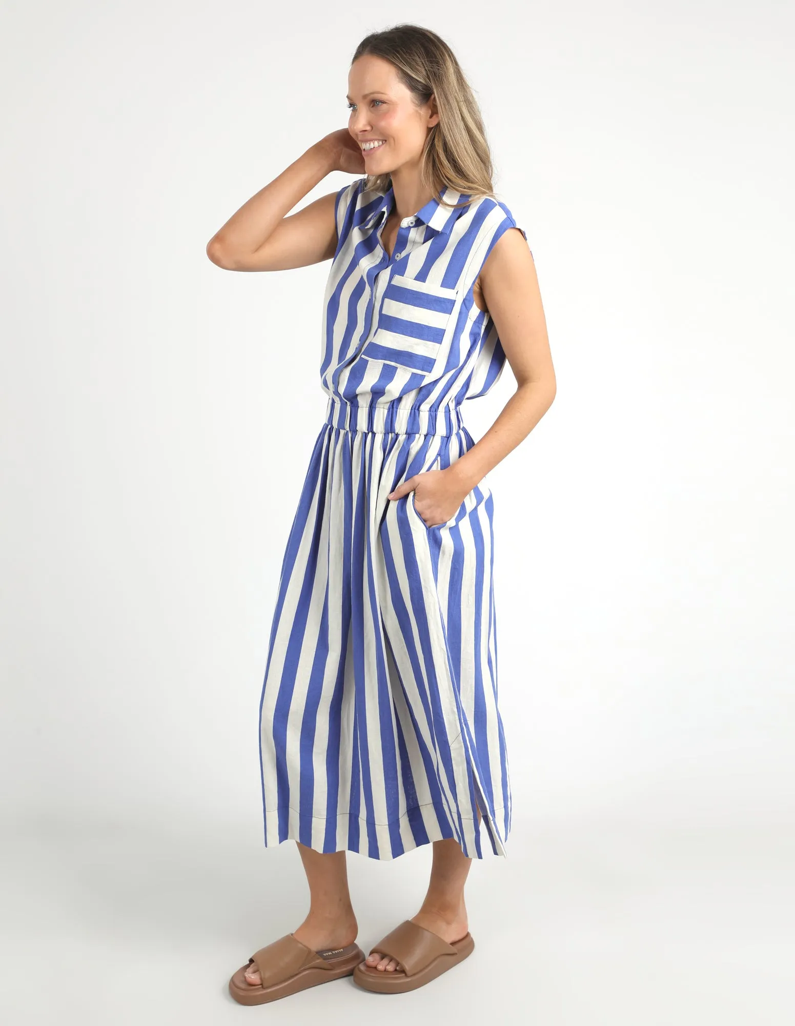 Palermo Stripe Dress Blue/Marshmallow