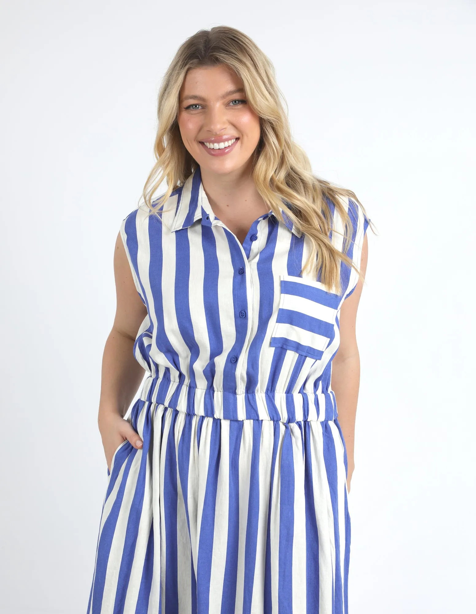 Palermo Stripe Dress Blue/Marshmallow