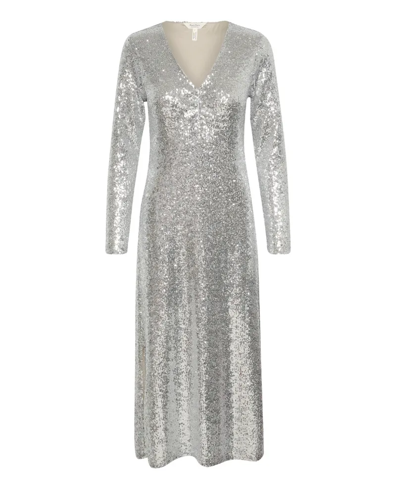 Part Two Malliah Silver Sequin Midi Dress