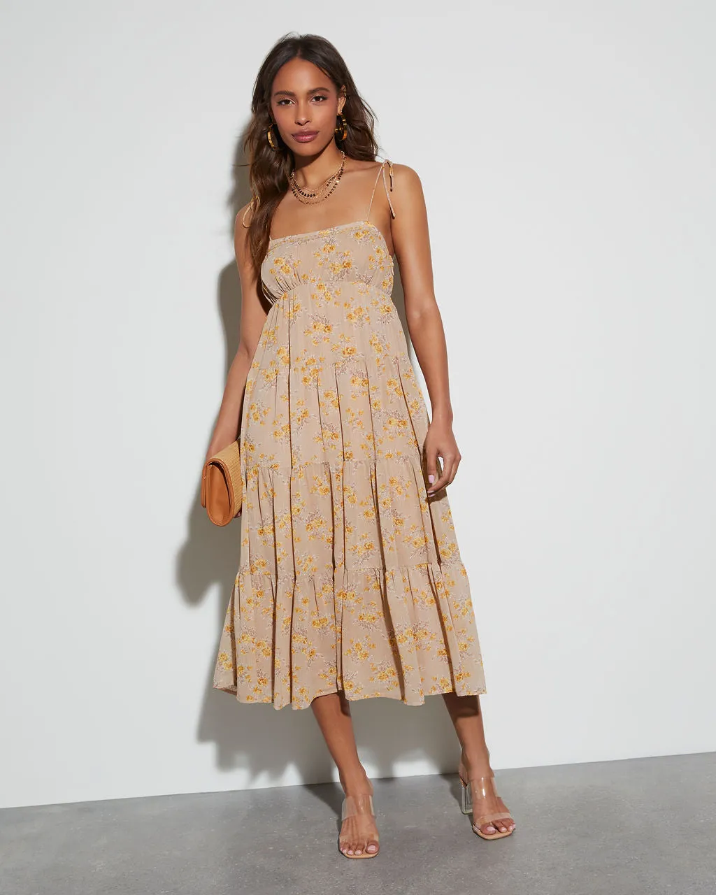 Payton Floral Tiered Midi Dress