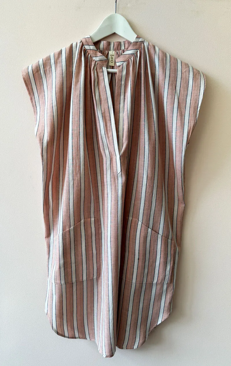 Pink and White Stripe Pocket Tunic