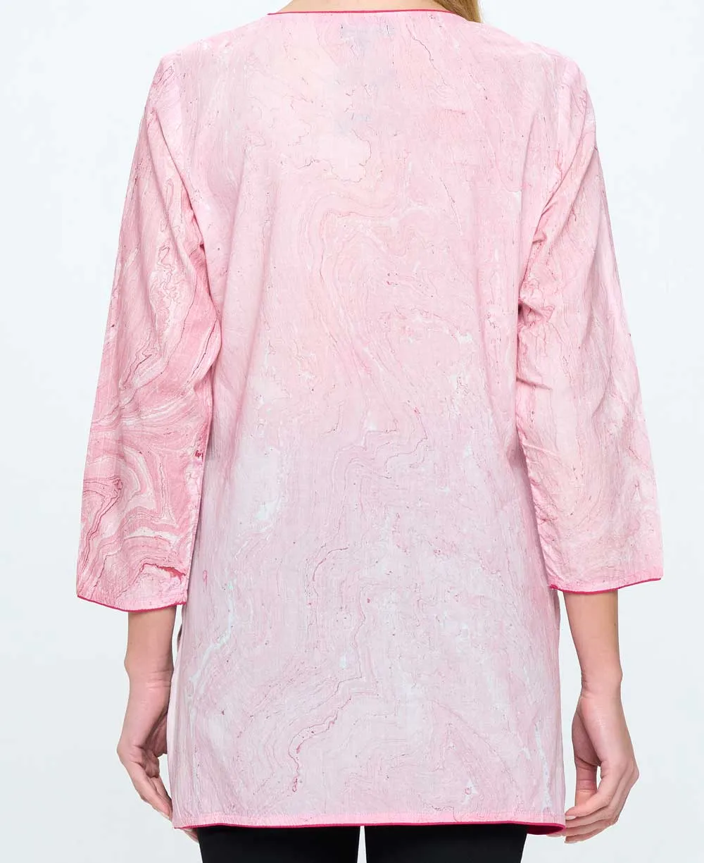 Pink Marble Print Soft Cotton Tunic Top