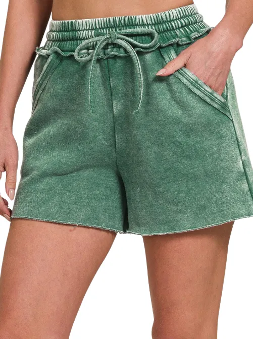 Piper Acid Wash Drawstring Shorts