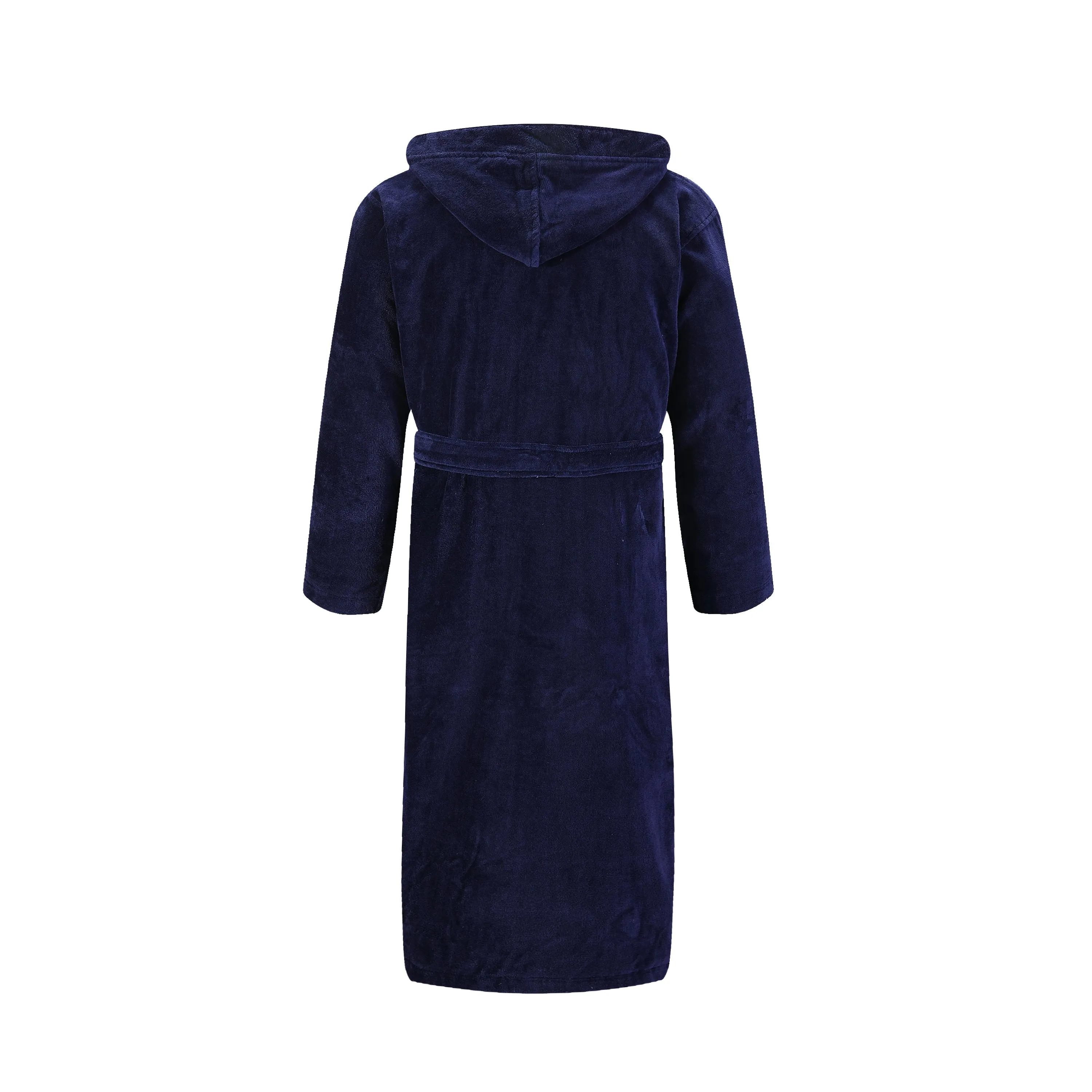 Plush Velour Terry Boys Bathrobe with Tie & Hood Navy