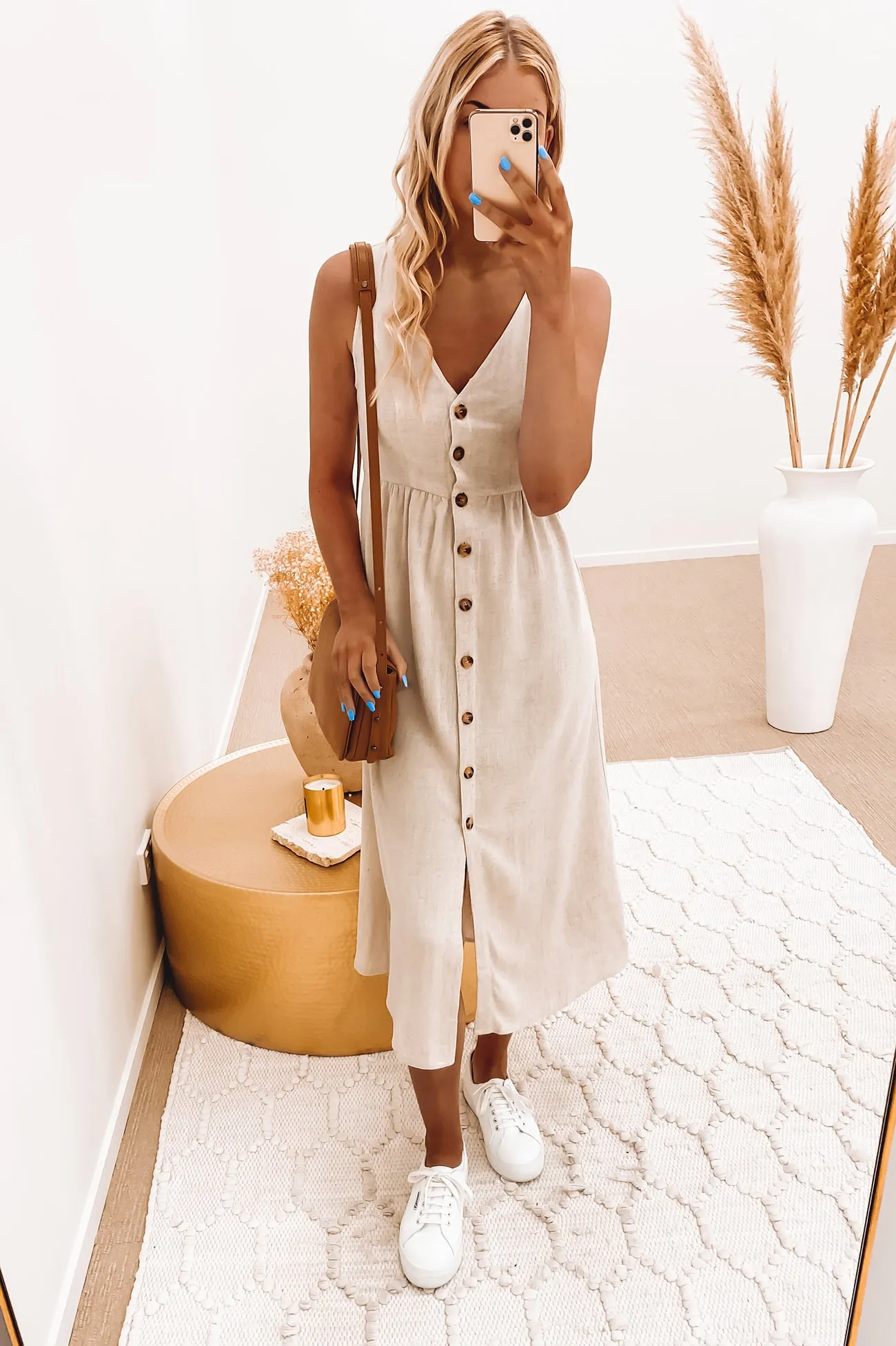 Polly Midi Dress Beige