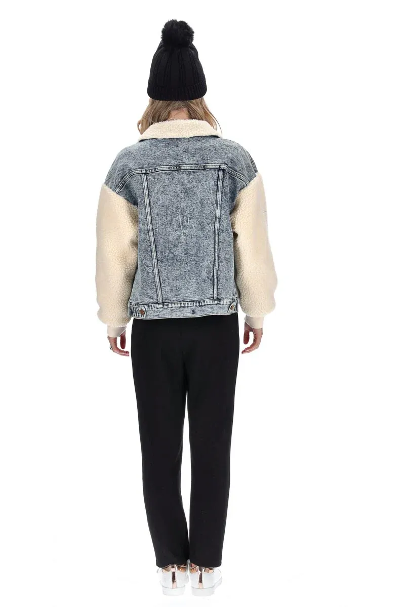 Portia Jacket - Denim Sherpa