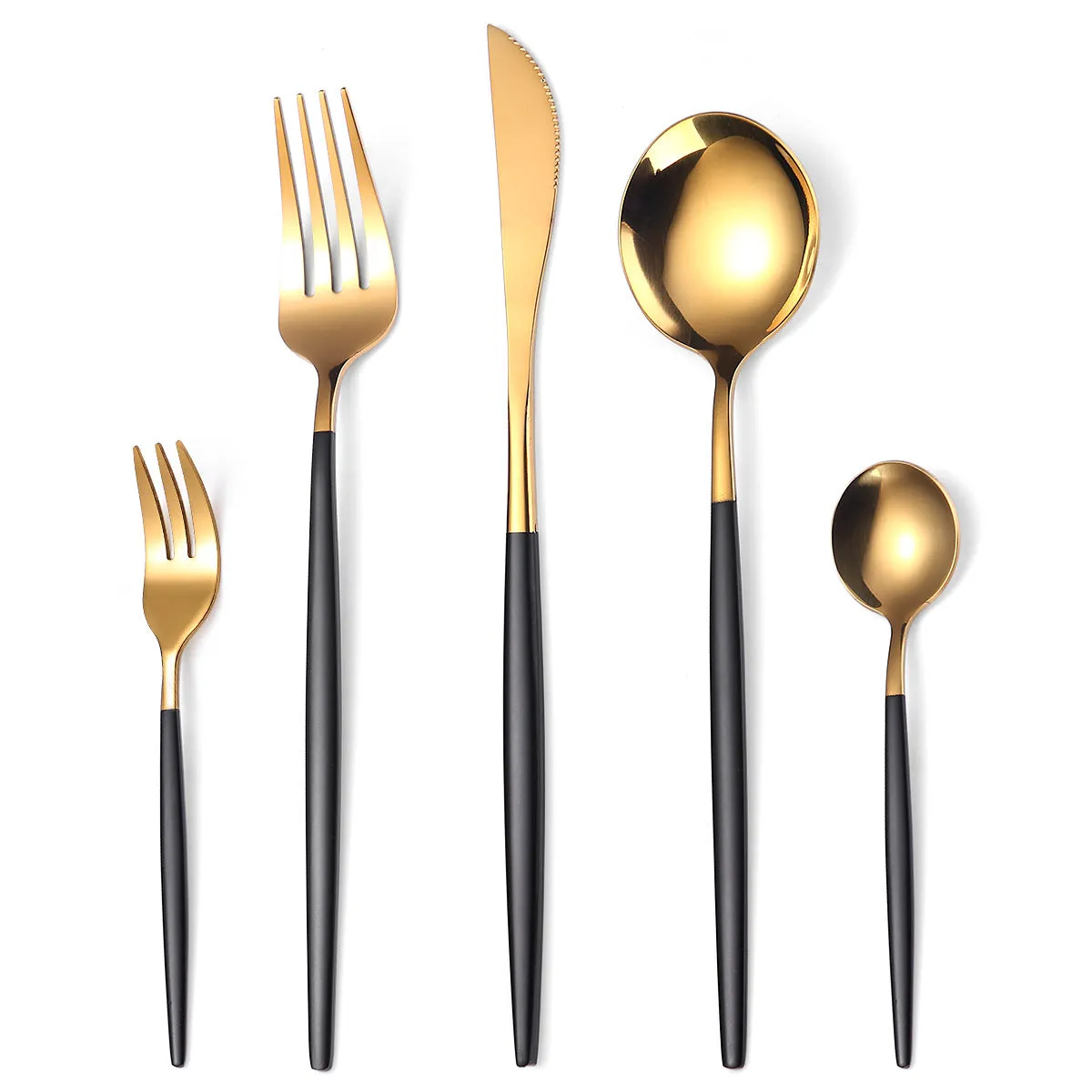 Portugal Gold Stainless Steel Tableware Five-Piece Set Tableware Set Knife, Fork and Spoon