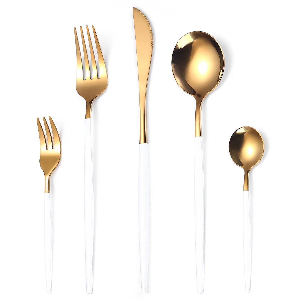 Portugal Gold Stainless Steel Tableware Five-Piece Set Tableware Set Knife, Fork and Spoon