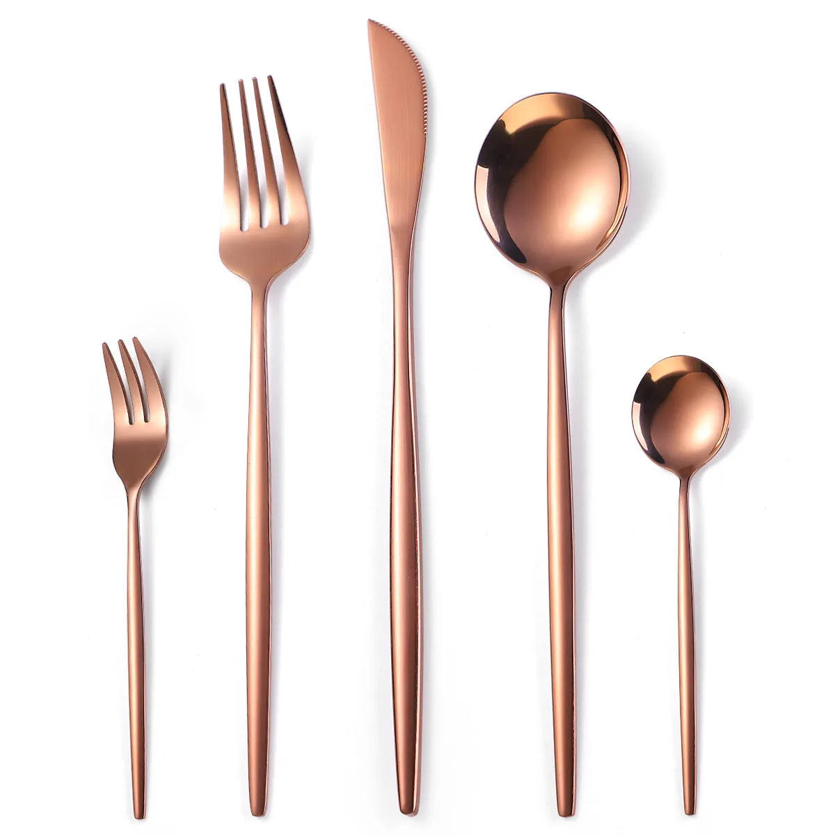 Portugal Gold Stainless Steel Tableware Five-Piece Set Tableware Set Knife, Fork and Spoon