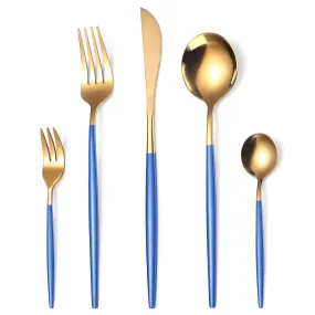 Portugal Gold Stainless Steel Tableware Five-Piece Set Tableware Set Knife, Fork and Spoon