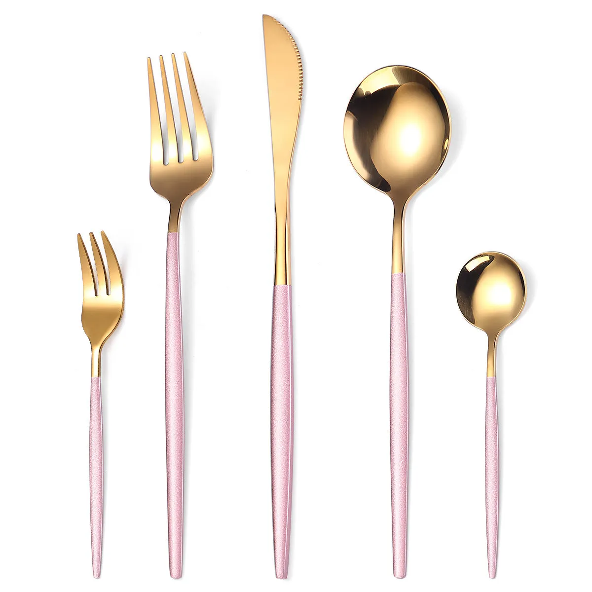 Portugal Gold Stainless Steel Tableware Five-Piece Set Tableware Set Knife, Fork and Spoon