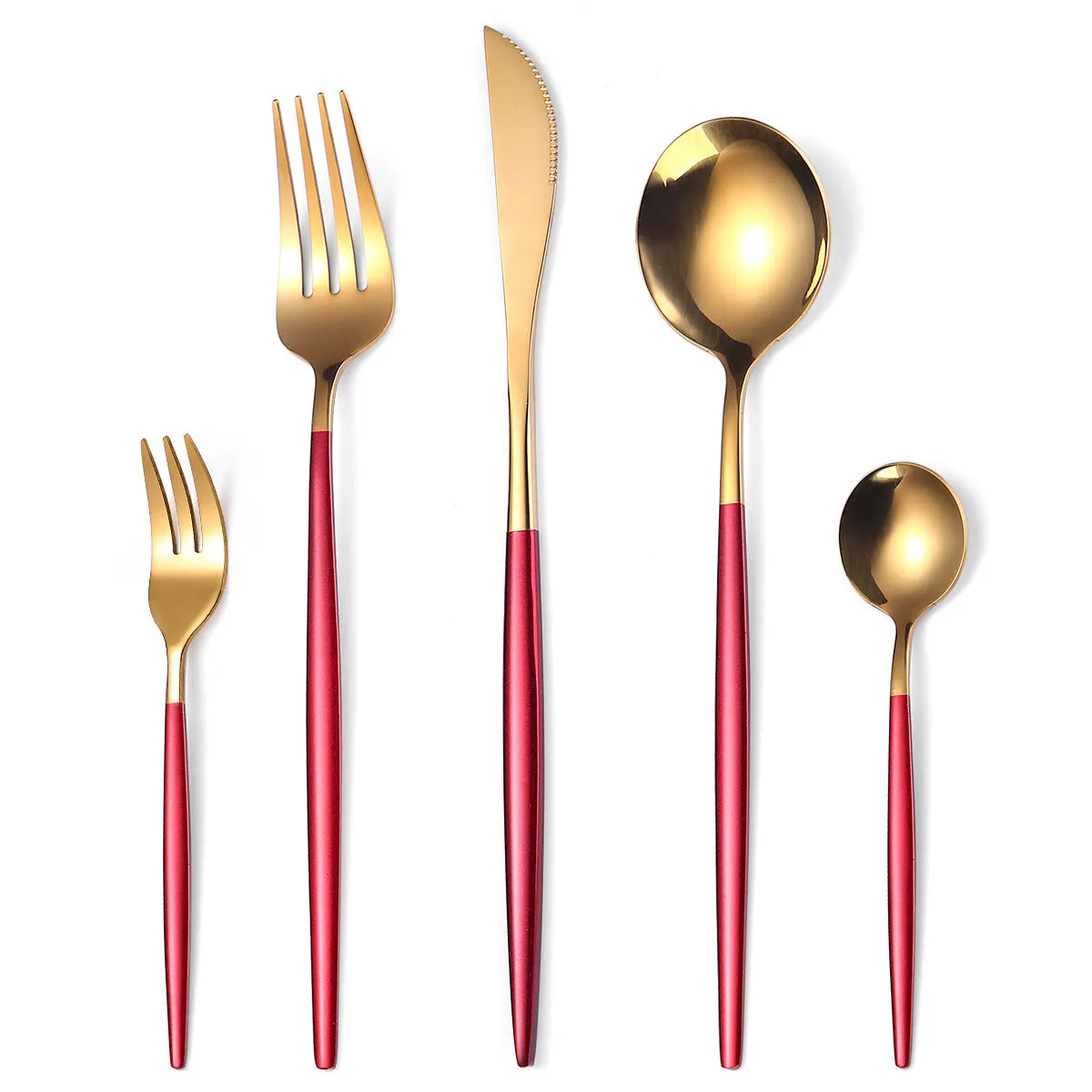 Portugal Gold Stainless Steel Tableware Five-Piece Set Tableware Set Knife, Fork and Spoon