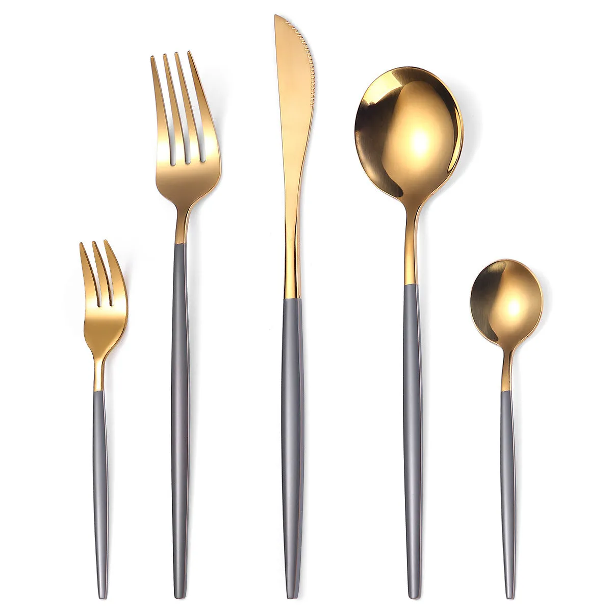 Portugal Gold Stainless Steel Tableware Five-Piece Set Tableware Set Knife, Fork and Spoon