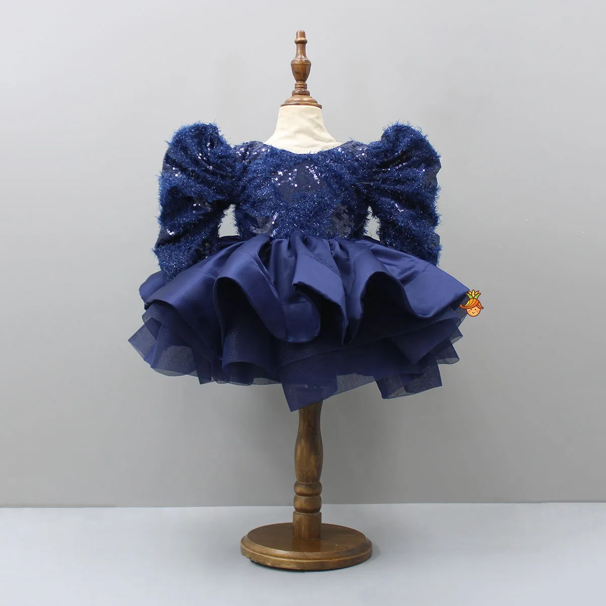 Pre Order: Stylish Sleeves Exquisite Blue Dress With Head Band