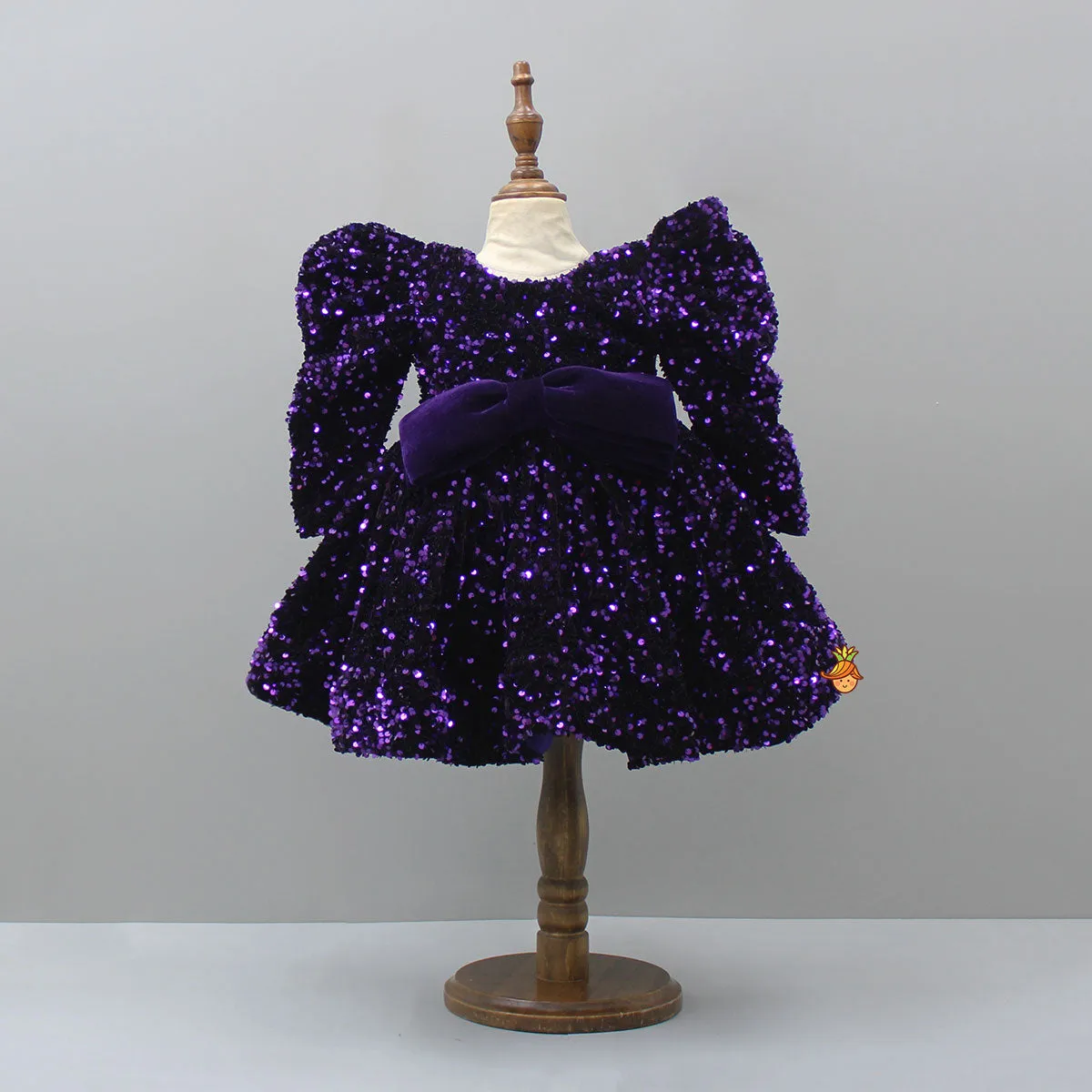 Pre Order: Stylish Sleeves Exquisite Purple Dress With Head Band