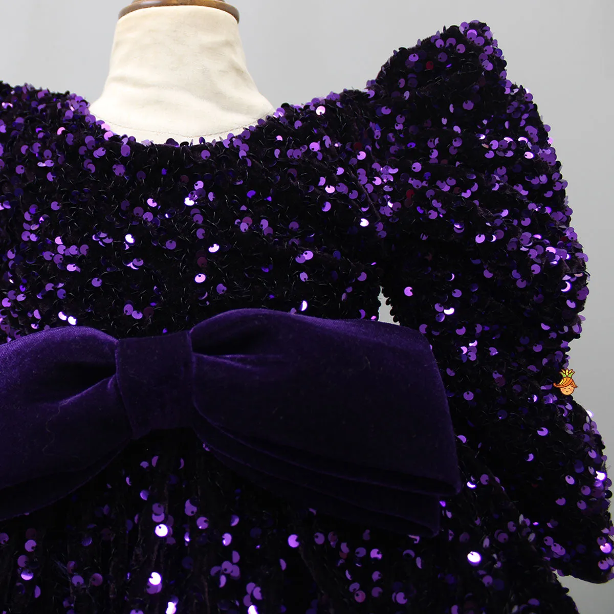 Pre Order: Stylish Sleeves Exquisite Purple Dress With Head Band