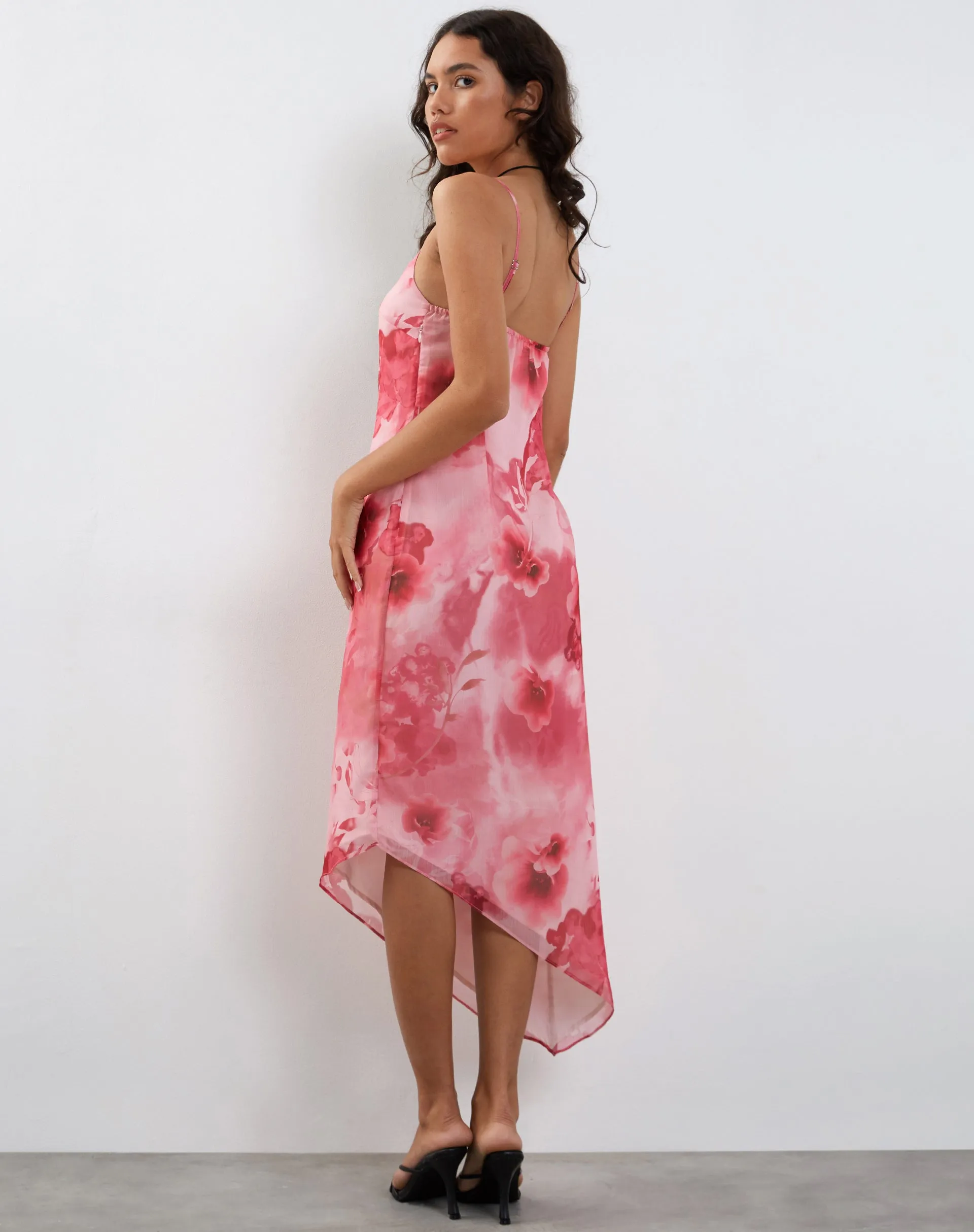 Preston Midi Dress in Watercolour Floral Pink