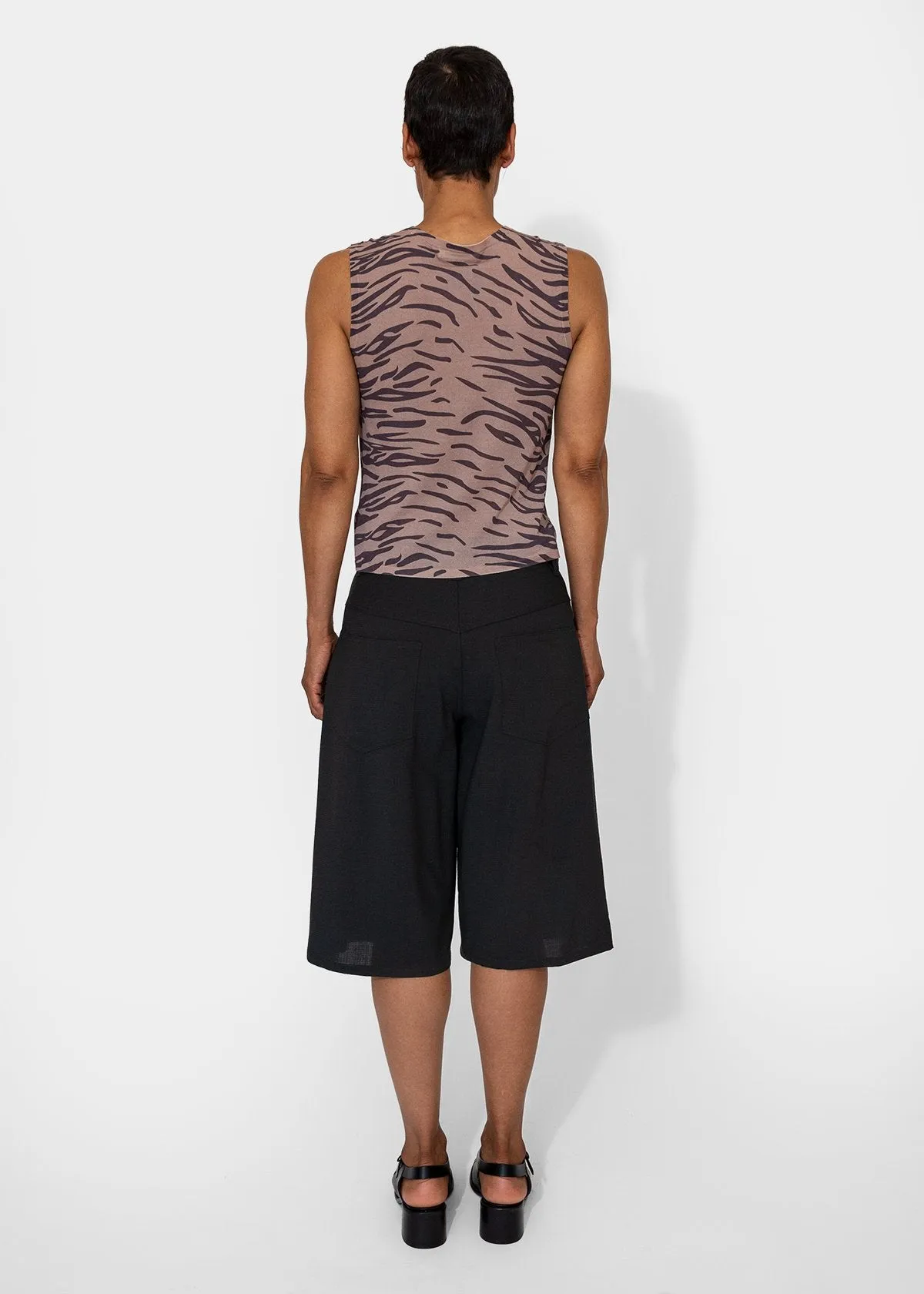 Printed Sheer Muscle Tank in Tiger Print