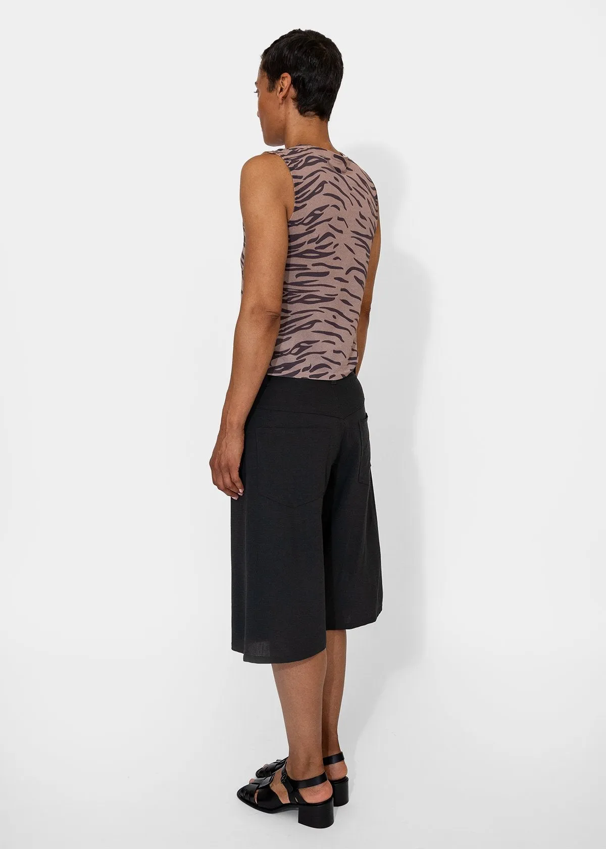 Printed Sheer Muscle Tank in Tiger Print