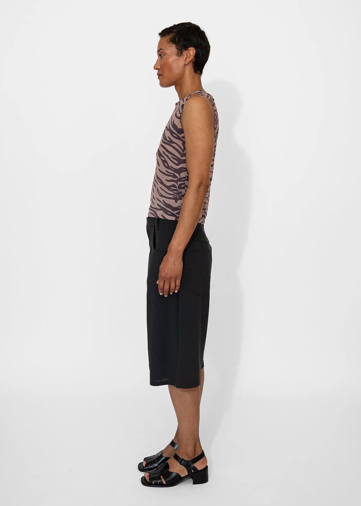 Printed Sheer Muscle Tank in Tiger Print