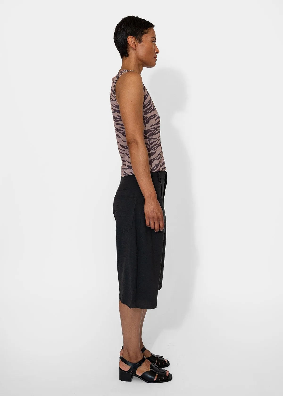 Printed Sheer Muscle Tank in Tiger Print