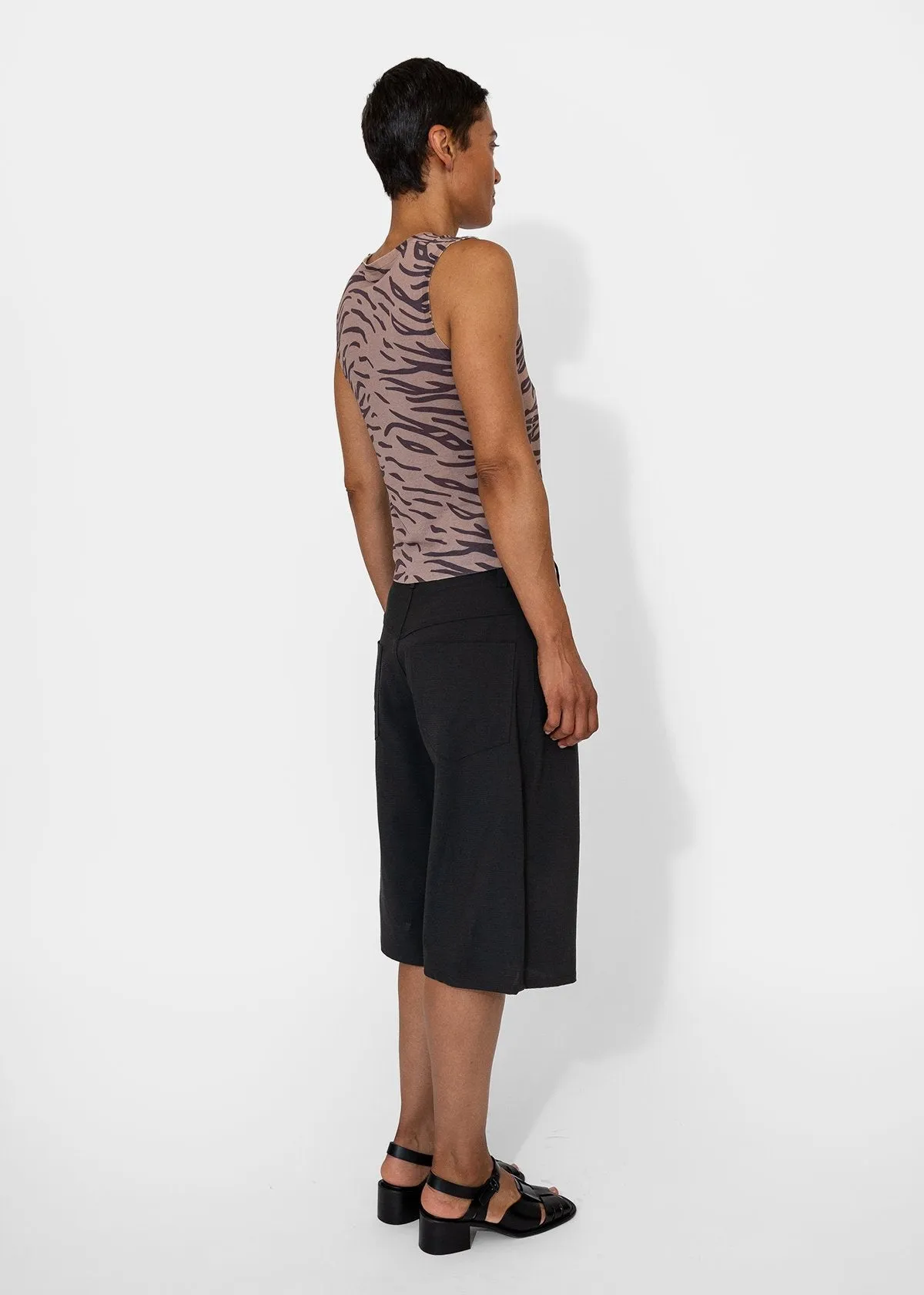 Printed Sheer Muscle Tank in Tiger Print