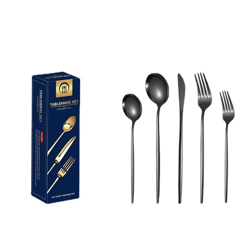 Product Stainless Steel Tableware 20-Piece Set Gold Plated Portugal Knife, Fork and Spoon