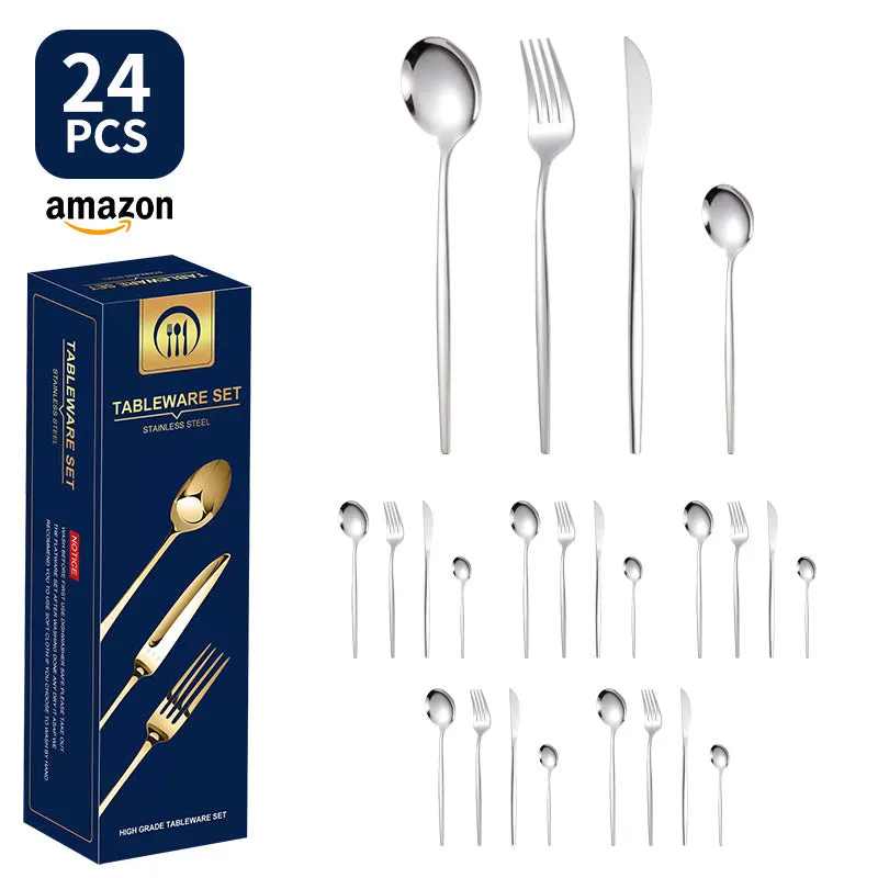 Product Stainless Steel Tableware 20-Piece Set Gold Plated Portugal Knife, Fork and Spoon