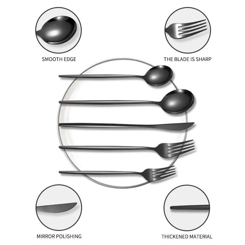 Product Stainless Steel Tableware 20-Piece Set Gold Plated Portugal Knife, Fork and Spoon