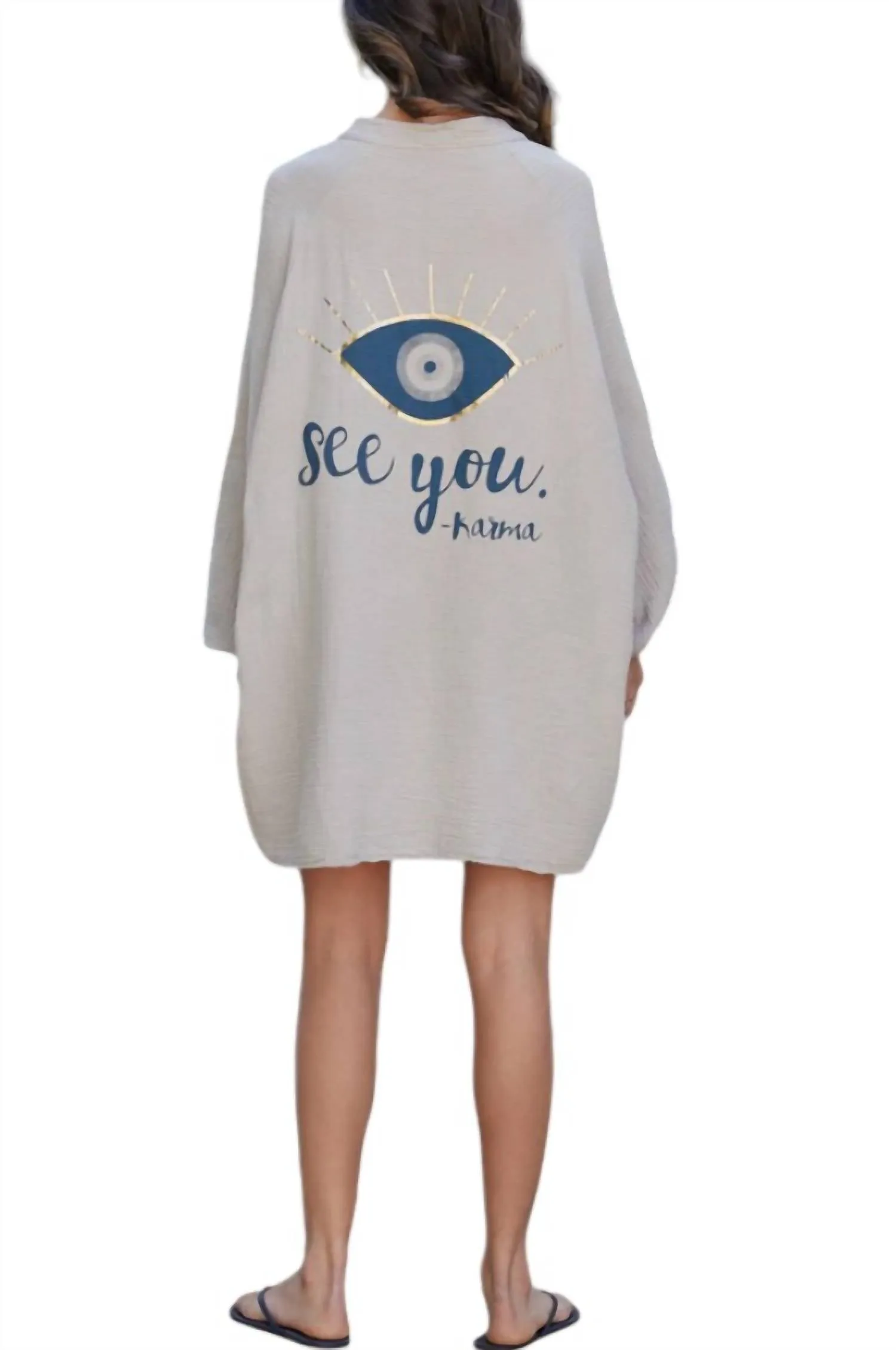 "eye" See You Cotton Gauze Oversized Shirt In Beige