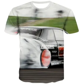 Racing Car T-shirt Men Metal T-shirts 3d City Tshirts Casual Gray Tshirts Novelty Retro Tshirts Cool