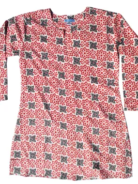 Raja Cotton Tunic Red Black Block