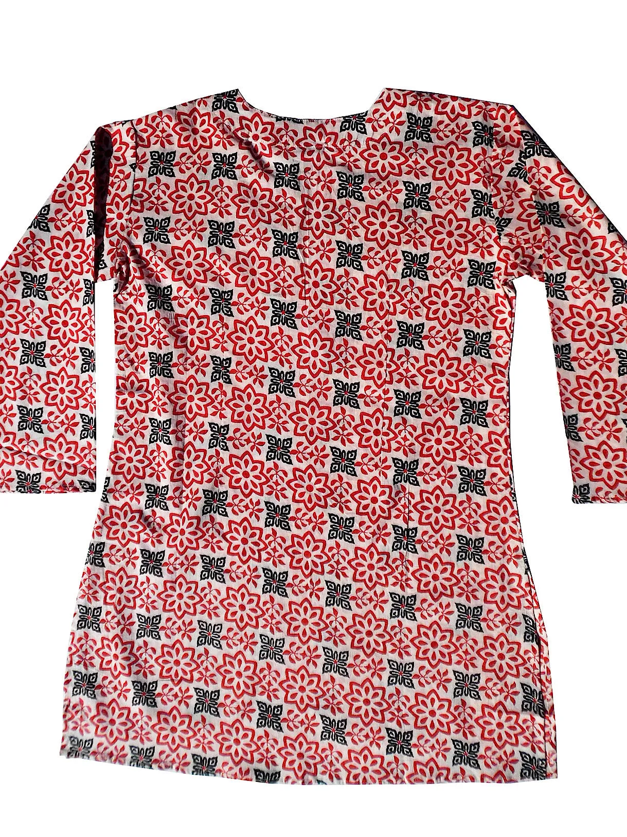 Raja Cotton Tunic Red Black Block