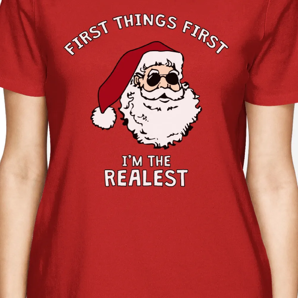 Realistic Santa Red Women's T-shirt Christmas Gift Funny Shirt