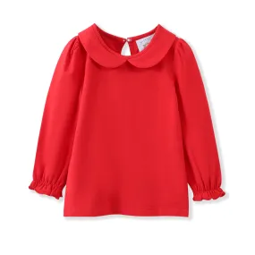 Red proper collared top