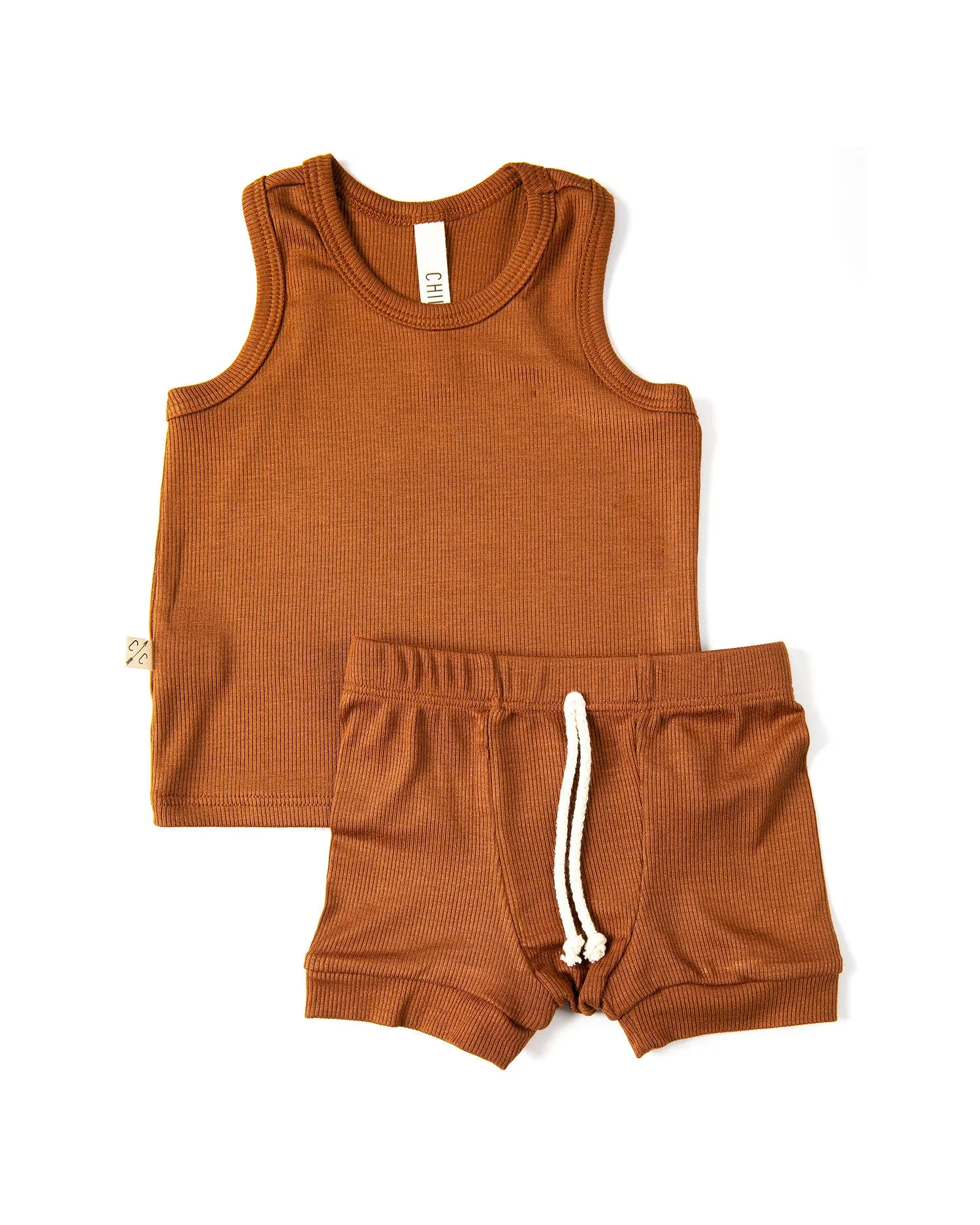 rib knit tank top CO - cognac